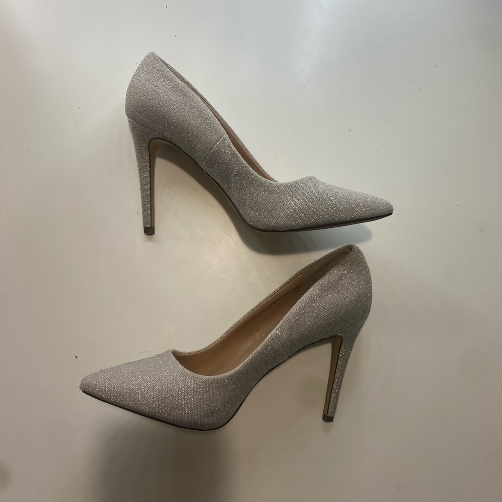 Silver sparkly heels, only worn once
